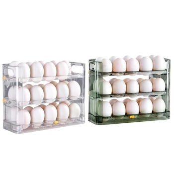 Кутия за съхранение на яйца в хладилника Може да бъде обратим, три слоя на 30 кутии за яйца, кухненски тава за яйца, многопластова поставка за яйца