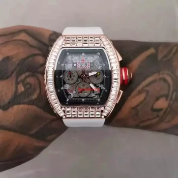 Мъжки часовник Male Luxury Silicone For Man Sports Des Men Многофункционални кварцов часовник rm с 6-пинов хронограф