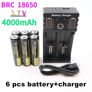 100% оригинална нова батерия 18650 3,7 4000 mah, литиево-йонна акумулаторна батерия за led фенерче + USB зарядно устройство