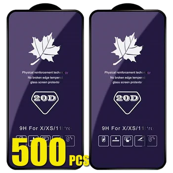 500шт 20D Закалено Стъкло 9H Против Blue-Ray Cover Защитно Фолио За Екран За iPhone 14 Pro Max 13 Mini 12 11 XR XS X 8 7 6 Plus SE