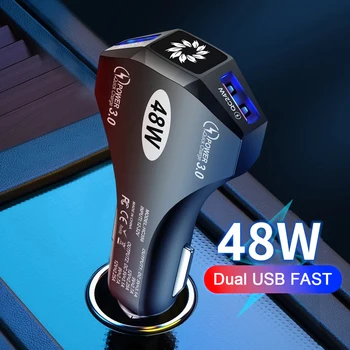 PSDA Dual USB 48 W Зарядно за Кола QC 3,0 Адаптер Бързо Зареждане на Мобилен Телефон за Кола За iPhone 14 13 Pro Max Xiaomi Mi 12 11 10 Oneplus