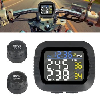 ГУМИТЕ за мотоциклет с 2 външни сензори, температурна аларма, система за контрол на налягането в гумите, LCD цветен дисплей, цифров часовник