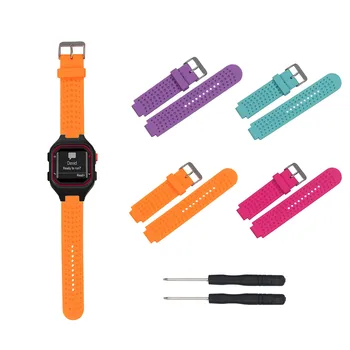 За Garmin Forerunner 25, силиконови гривни за фитнес и спорт, сменяеми обикновена силиконови каишки за часовници, регулируем маншет