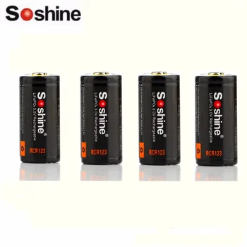 Soshine 4 бр. лот 16340 RCR123 LiFePO4 Батерия 3V 600mAh Акумулаторни Защитени Батерии С батерии помещение
