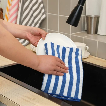 Катионная кухненска кърпа от микрофибър с фиксиран край, ежедневно домакински шарени, кърпа за почистване, кърпа от микрофибър