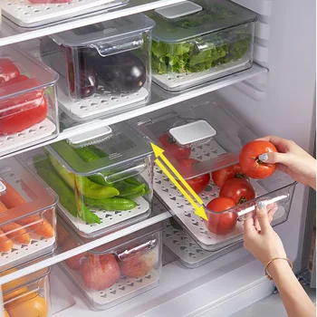 Строг подбор на кухненски хладилници, шкафове за съхранение на плодове и зеленчуци, кутии за сортиране на хранителни продукти и морски дарове, прозрачна тоалетна дупки.