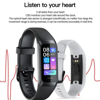 Дамски часовници C60, мъжки smart-часовници, фитнес-smart-часовници, ЕКГ, следи кръвното налягане, сърдечния ритъм, сън за Apple Huawei, Xiaomi