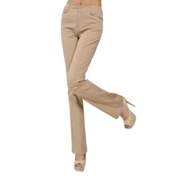 Ново записване, дамски панталони, пролет-лято-есен, дамски ежедневни памучни панталони с висока талия, обикновена панталони OL за жени S559