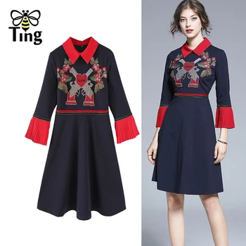 Tingfly Винтажное мини-къса рокля трапецовидна форма, с бродерии за дами и момичета в цвят блока 2021, пролетни улични ежедневни рокли в стил бохо, Vestidos Plus