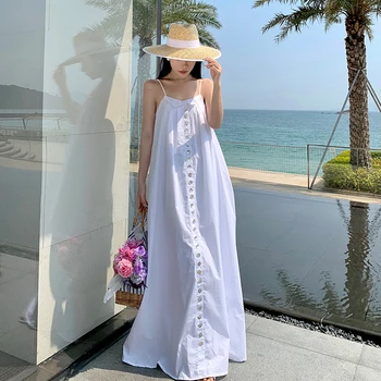 Луксозен курортен нишевый дизайн, френски нежен бял колан с соболезнованиями, свободна дълга пола-рокля