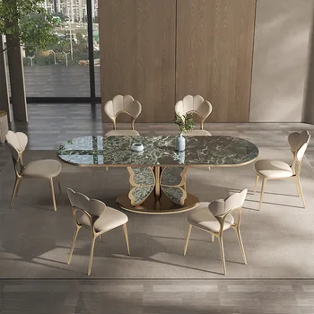 Луксозна мраморна маса за хранене висок клас Модерна проста каменна плоча с Правоъгълна италианска мебел за хол от микрокристаллического камък