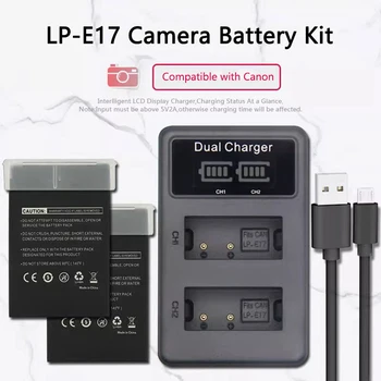 LP-E17 1200 ма батерия LP E17 LPE17 Батерия + LCD дисплей USB Двойно Зарядно Устройство за Canon EOS 200D M3 M6 750D 760D T6i T6s 800D 8000D Kiss X8i Камера