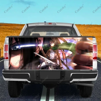 Атака на Титан-стикер на задната врата на камиона, HD стикер с графики, универсална, подходяща за пълен размер на камиони, устойчив на атмосферни влияния и е годна за автомивки