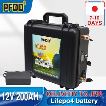 12V 200Ah Lifepo4 Батерия Вграден BMS Литиево-Железен Фосфат Непромокаеми Клетки За Кемперов RV Golf Cart Слънчев Със Зарядно Устройство