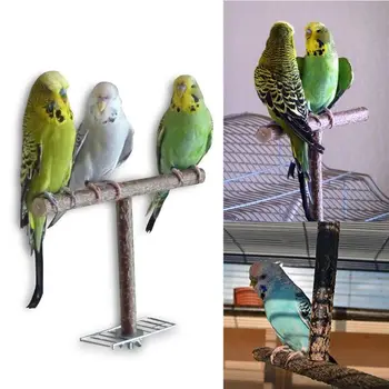 Птица Папагал Т-образна форма, за опесъчаване играчка, Клетка, Тренировъчен дъвчене папагал, Дървена поставка, Играчки, Стоки за Птици C42