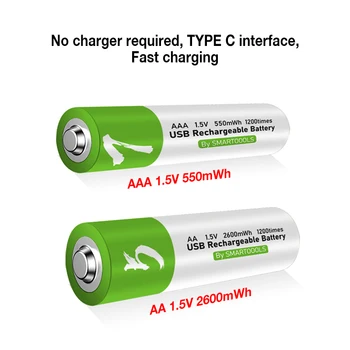 Оригинални USB батерии AA AAA от 1,5 2600 МВтч, литиево-йонна батерия за мишката с дистанционно управление, електрически играчки батерия