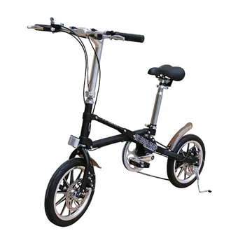 Сгъваем велосипед велосипед с променлива скорост 14 инча за възрастни студенти Портативна рамка от високо стомана, Предни и задни двойно дисковата спирачка