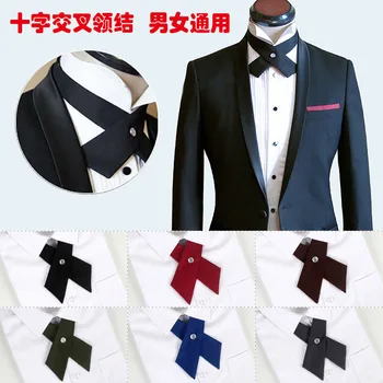 Гореща Разпродажба, вино-син, черен, монофонични носи вратовръзка от полиестер във формата на кръст за мъже и жени, вечерни бизнес вратовръзки, аксесоари за костюми