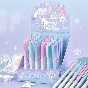 36 бр., естествена дръжка Sanrio Kuromi серия Press-Action, химикалки за писане на учениците, детски приятни обучение на подаръци, детски сладки дръжки