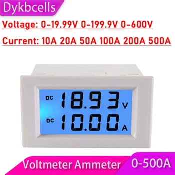 Dykbcells Волтметър за постоянен ток, Амперметър 20 До 200 На 600 10А 20А 50A 100A 200A 500A Монитор батерии, LCD дисплей, Цифров Измерител на напрежение 12 До 24