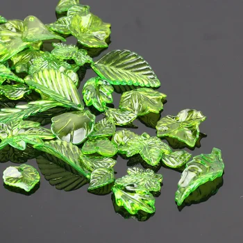 Зелени прозрачни акрилни мъниста, висулки, във формата на листа, акрилни мъниста-подпори, за производство на бижута, колиета със собствените си ръце, аксесоари за висящи обеци