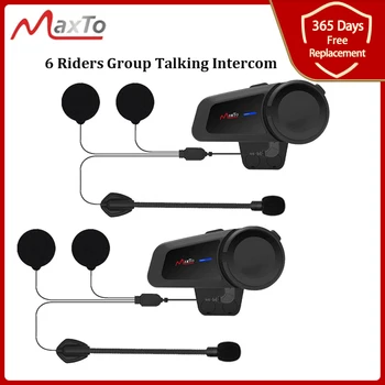 Слушалки за мотоциклетни шлем MAXTO M2, переговорное устройство за група от 6 състезатели, Bluetooth 5,0 FM-радио, съвместим с всякакви слушалки