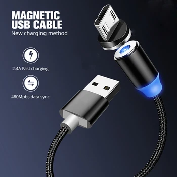 Магнитен Кабел Micro USB Кабел За Телефон с Android на Samsung A7 2018 A10 M10 J3 J7 J5 2017 J4 J6 Plus S6 S7 edge Note 4 5 USB-кабели за