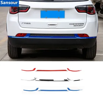 Sansour ABS Покритие на задната броня от външната страна на автомобила, накладки, стикери за стайлинг на автомобили Jeep Compass 2017 Up