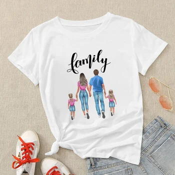 Бразилският Дрехи За Майка и Дъщеря, Тениски, Семейно Благополучие, Стилна Щастлива Млада Жена, Тенденцията В Красиви Блузи с къс ръкав