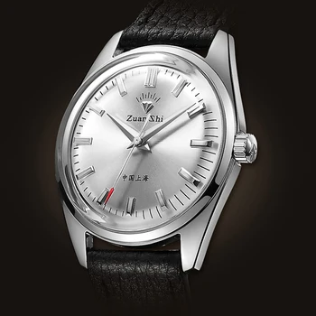 Реколта Шанхайские часовници Мъжки механичен часовник с ръчно от 34 мм ретро купол от неръждаема Стомана, сапфирен кристал, часовници за рокли 2022