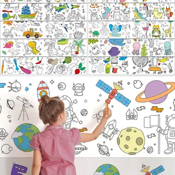 Ролка хартия за рисуване за деца, хвърляне на детска рисунка, рисунка на стената, на пода, направи си сам, фигура, цветна хартия за попълване