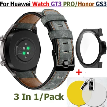 Часовник Гривна Каишка за Huawei GT3 PRO 46 мм и Защитно Фолио за Екран за Носене Капак на КОМПЮТЪРА Рамка Стъклен Екран за Часа Honor GS3