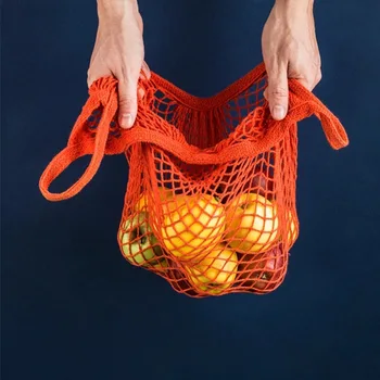 Преносими многократна употреба за хранителни стоки чанти, чанта за плодове и Зеленчуци, моющаяся памучен плат на окото, органични чанта-органайзер с къса дръжка, mesh bag-тоут