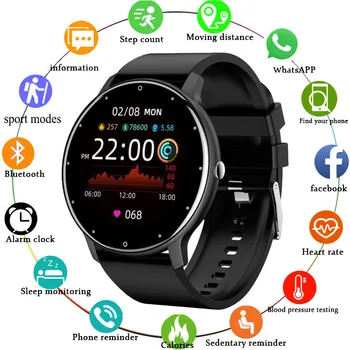 Мъжки Женски смарт часовници с пълен сензорен екран, спортен фитнес тракер, IP67, водоустойчива Bluetooth, прогноза за времето, умни часовници 2023