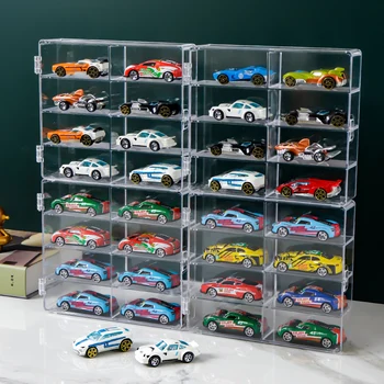 Кутия за съхранение на детски играчки с 8 мрежи, Штабелируемая модел на автомобила, пылезащитная кутия, кукла ръчно изработени, прозрачна акрилна витрина с фигурки