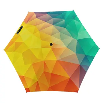 Абстрактен геометричен 3-те пъти чадър с принтом под формата на черни линии, мини ръчен ръчен чадър от слънце и дъжд, чадъри за мъже и жени