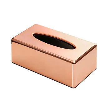 Елегантна правоъгълна поставка за салфетки от розово злато, кутия за салфетки, контейнер за кърпи G5AB