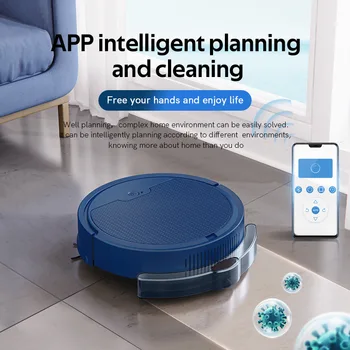 Робот-прахосмукачка Xiaomi за мокро и сухо почистване, умни мобилни телефони, приложение за управление на подове и килими, Продължителност на прибиране на 80 минути, прахосмукачка за почистване на дома