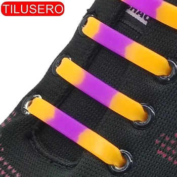 12 бр./лот, нови цветни цветни разтеглив силикон връзките на обувките без вратовръзка, мързеливи ремък за обувки RT-017