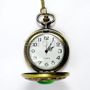 Антикварни кръгли кристални джобни часовници със зелени очи, ретро-окачване в стил steampunk, топла разпродажба на магазини за пури в ограничени бройки часа