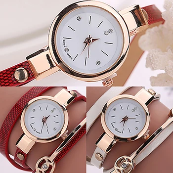 Дамски часовник в ретро стил с дълъг тънък каишка от изкуствена кожа, ръчен часовник с кристали, модни аналогов кварцов мъжки ръчни часовници, подаръци