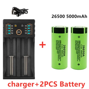 Bateria100%originaldealtaqualidade,bateria26650mah,5000v,50a de íon de lítio recarregável para lanterna led 26650a + carregador