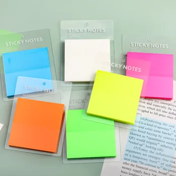 1 Бр Канцеларски материали Lytwtw's, ученически пособия, прозрачен бележник за водене на записки ярки цветове, офис стикер, самоклеящийся бележника