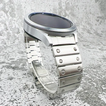 Каишка С Извит Край За Samsung Galaxy Watch 4 5 Pro 45 мм Класически Каишка 46 мм 42 мм 40 мм 44 мм, Без Пропуски Луксозна верижка От Неръждаема Стомана