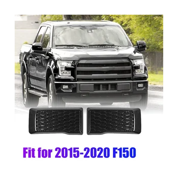 1 Чифт накладки за защита предна броня от въглеродни влакна, тампон върху капак за Ford F150 2015-2020, смяна на външността на ляво и на дясно